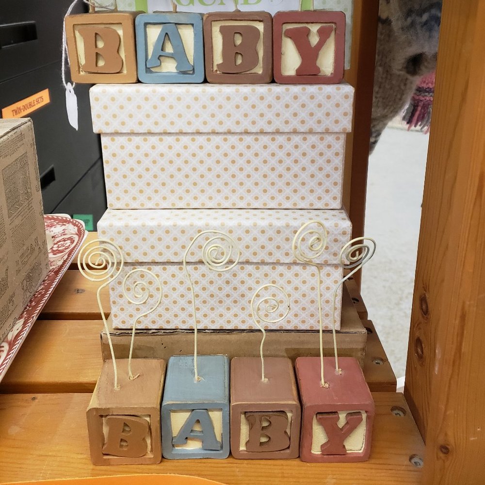 1 set New Baby Blocks can hold small photos spells B A B Y decor
